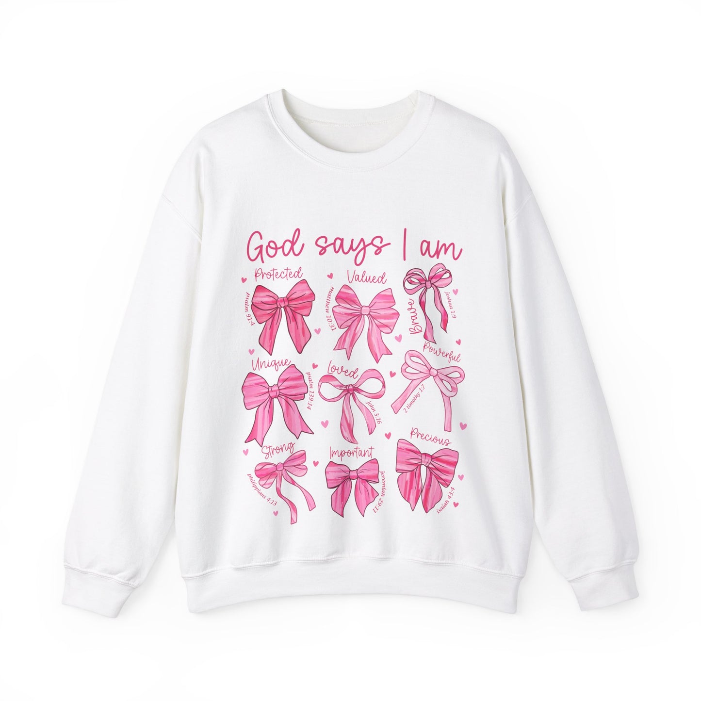Empowering Crewneck Sweatshirt - "God Says I Am" Bows