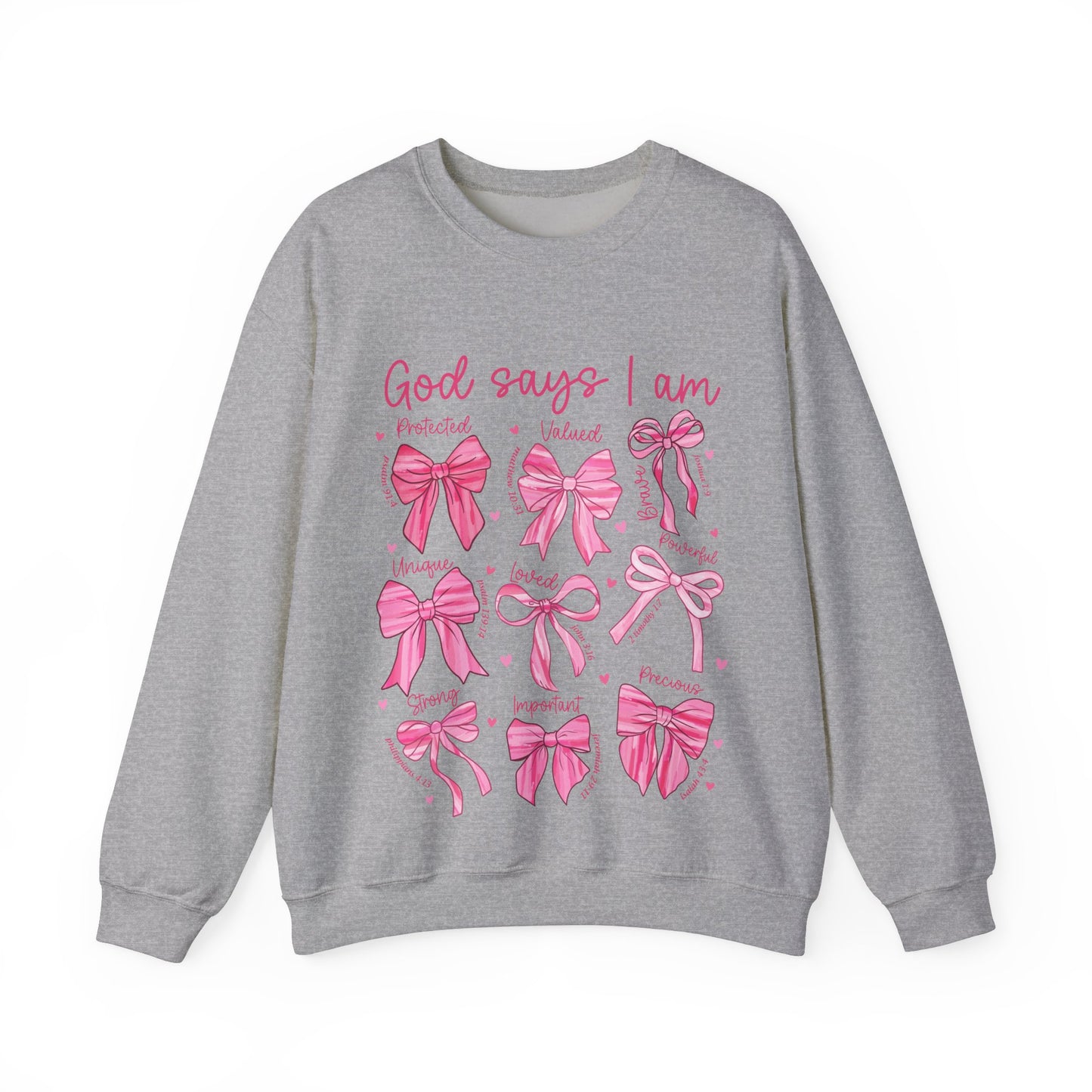 Empowering Crewneck Sweatshirt - "God Says I Am" Bows