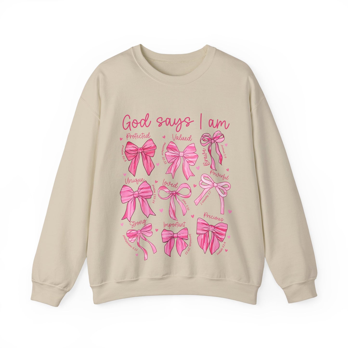 Empowering Crewneck Sweatshirt - "God Says I Am" Bows
